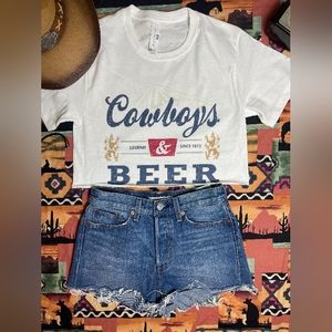 Cowboys and Beer graphic crop top
